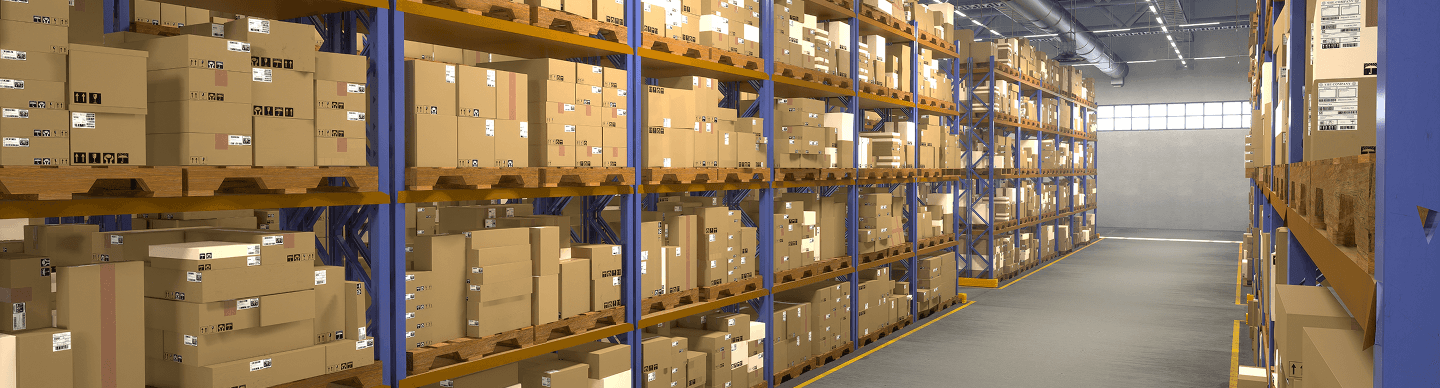 Warehouse with packaging